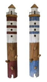 DKD Home Decor Perchero de Pared Faro de Madera Reciclada, 2 Unidades