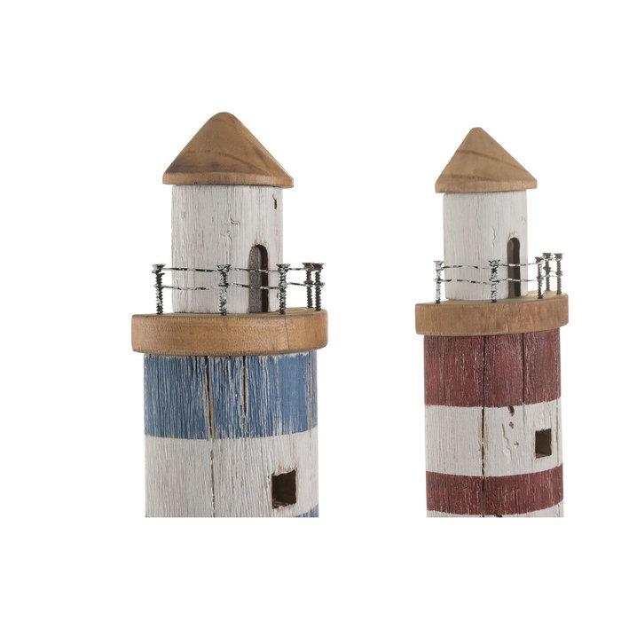 DKD Home Decor Perchero de Pared Faro de Madera Reciclada, 2 Unidades