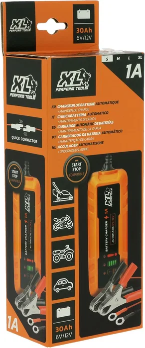 Xl Perform Tools Cargador de Batería para Coche - 12V/20W 1A - Cable de 3m con Pinzas Cocodrilo y Anilla - Ref: AAATI89069