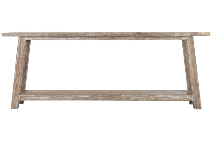 DKD Home Decor Consola de Teca Reciclada Decapé Blanco