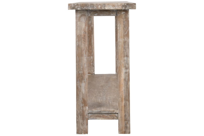 DKD Home Decor Consola de Teca Reciclada Decapé Blanco