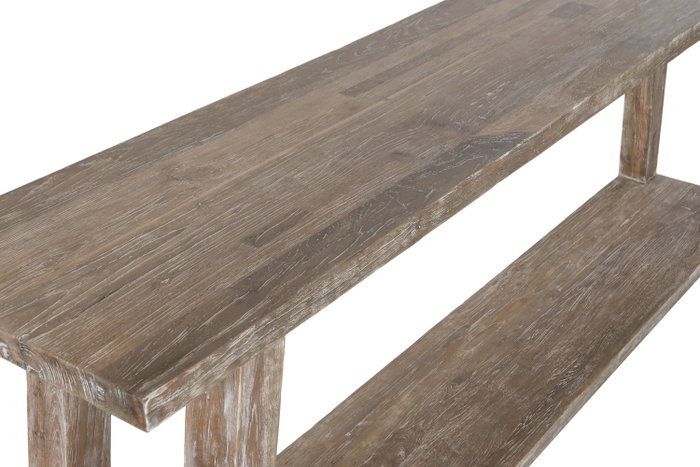 DKD Home Decor Consola de Teca Reciclada Decapé Blanco