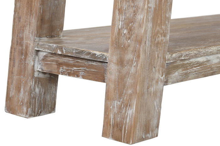 DKD Home Decor Consola de Teca Reciclada Decapé Blanco