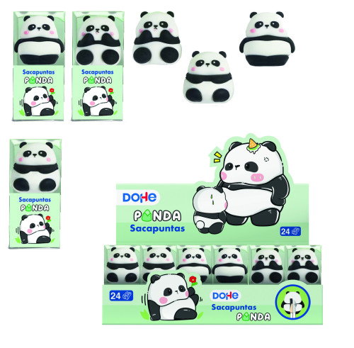 DOHE Sacapuntas Panda Surtido con Expositor de 24 Unidades (3 modelos)