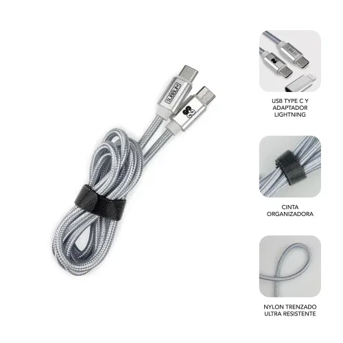 Subblim cargador ultra rapido 2xusb de pared pd25w+qc3.0+cable c to c y lightning blanco