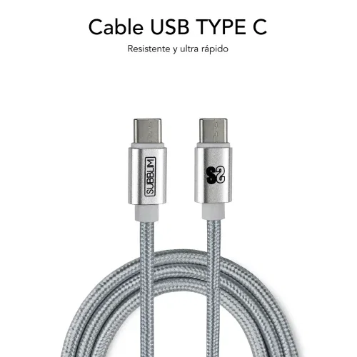 Subblim cargador ultra rapido 2xusb de pared pd25w+qc3.0+cable c to c y lightning blanco