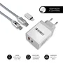Subblim cargador ultra rapido 2xusb de pared pd25w+qc3.0+cable c to c y lightning blanco