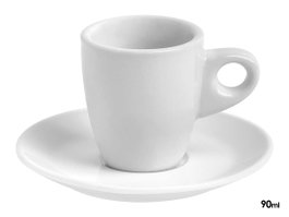 VESSIA Conjunto de 36 tazas y platillos de porcelana blanca de 90 ml