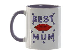DKD Home Decor Taza Urban Lila Blanco cm (6 Unidades) Colección Labios Apto Microondas Lavavajillas Porcelana