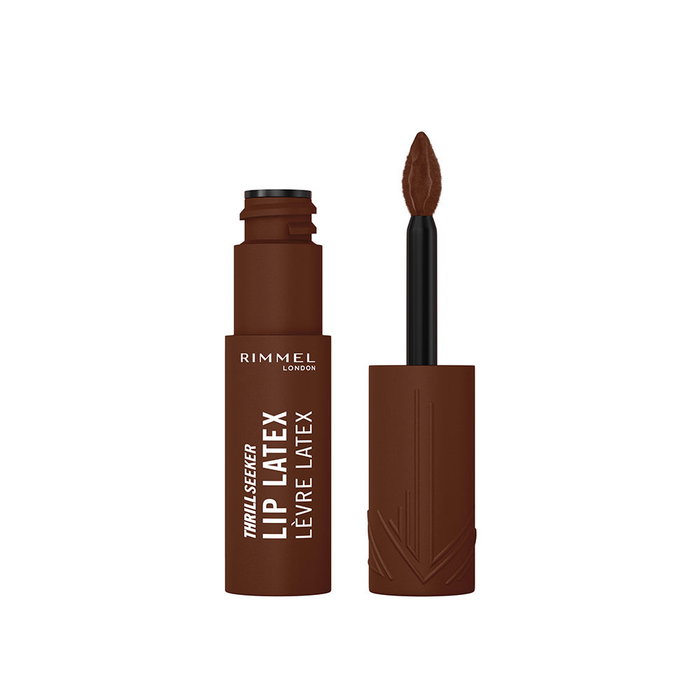 Rimmel London Thrill Seeker Lip Latex - Labial Líquido de Brillo #600 Cappuccino, Vegano con Ácido Hialurónico, 6 ml