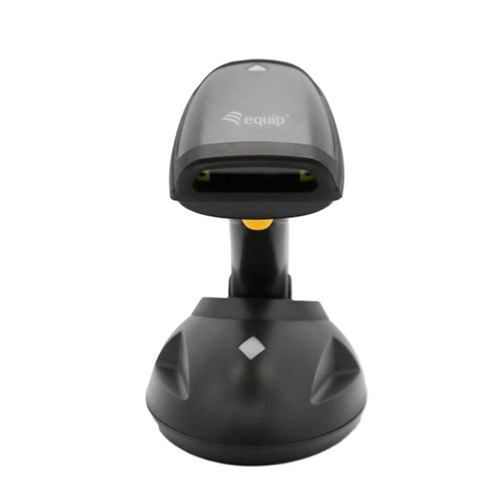 Equip 351026 - Lector de Código de Barras Inalámbrico 1D 2D Láser, 433MHz, Alcance 200m, Base Carga, IP54, Batería 1500mAh
