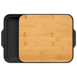 Day Tabla Cortar Con Bandeja Negra para Frutas y Verduras con Bandeja Separadora Cocina 24x27.5 cm