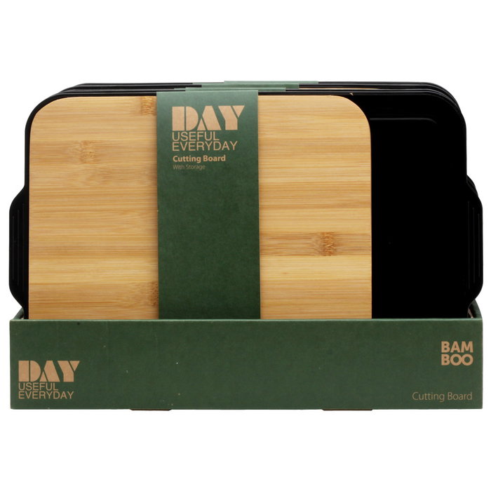 Day Tabla Cortar Con Bandeja Negra para Frutas y Verduras con Bandeja Separadora Cocina 24x27.5 cm