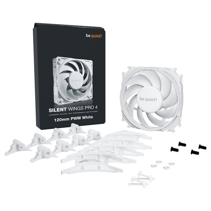 be quiet! SILENT WINGS PRO 4 120mm White PWM Ventilador PC - BL118, 142.5 m3/h, 3000 RPM, 36.9 dB, 4 pines, Blanco