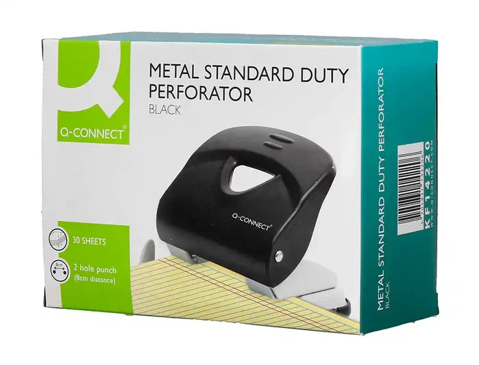 Q-connect KF14220 Perforadora Negra de 2,7 mm con capacidad para 30 hojas
