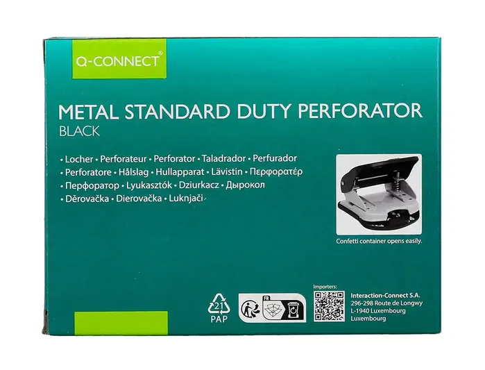 Q-connect KF14220 Perforadora Negra de 2,7 mm con capacidad para 30 hojas