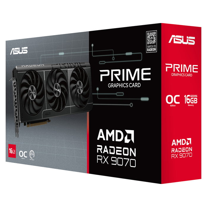 ASUS Tarjeta Gráfica Radeon RX 9070 Prime OC 16GB GDDR6 256-bit 3 Ventiladores PCIe 5.0 Ref: PRIME-RX9070-O16G