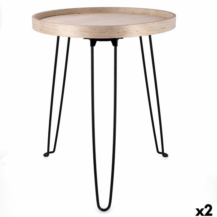 Vinthera Mesa Auxiliar Moa Acero y Madera 40x48 cm (2 Unidades)
