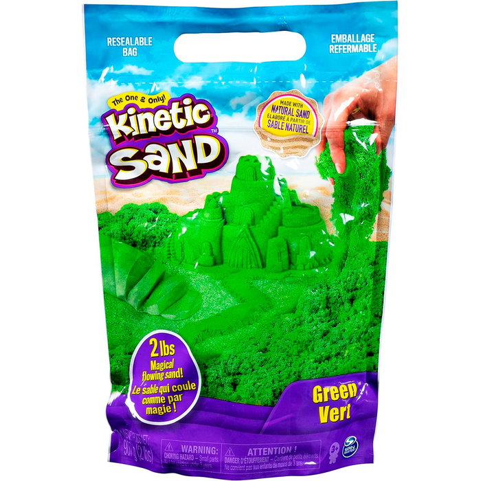 Spin Master Kinetic Sand Bolsa Arena Verde 907 g - Masa Moldeable +3 Años