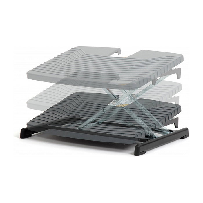 BakkerElkhuizen Pro 959 Reposapiés Ajustable Altura 6-37cm Negro Gris Naranja Plástico Caucho Acero 120kg Base Antideslizante País Bajos