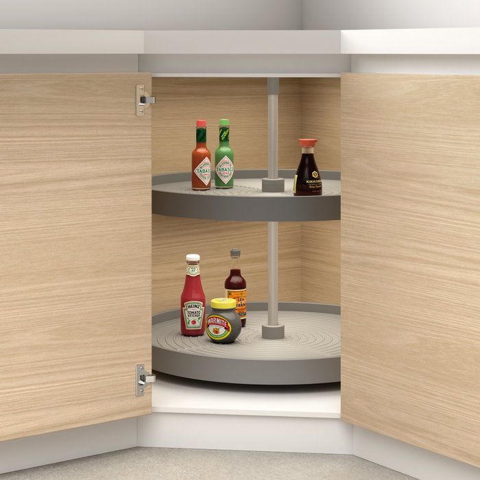 Emuca Juego de bandejas circulares Shelvo para mueble de cocina, para módulo 800mm, Plástico y Aluminio, Gris Emuca Juego de bandejas circulares Shelvo para mueble de cocina, para módulo 800mm, Plástico y Aluminio, Gris