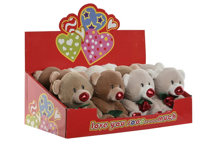 DKD Home Decor Peluche Oso Rosa Multicolor 10 x 14 x 10 cm (12 Unidades)