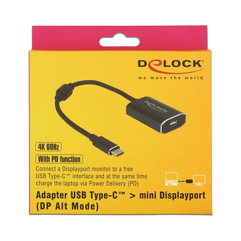 DeLOCK 62990 Adaptador USB Type-C™ a mini DisplayPort 4K 60 Hz con PD Gris