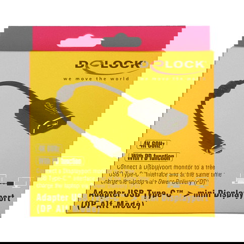 Delock Adaptador USB C a DisplayPort Mini (62990) - 4K 60Hz, 4096 x 2160 Pixeles, Compatible con Windows y Mac, Color Gris
