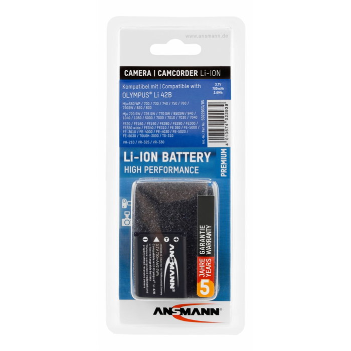 Ansmann A-Oly LI 42 B Batería recargable 3,7 V 650 mAh Ansmann A-Oly LI 42 B Batería recargable 3,7 V 650 mAh