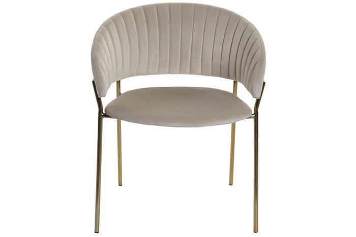 DKD Home Decor Silla de Terciopelo Greige y Dorado