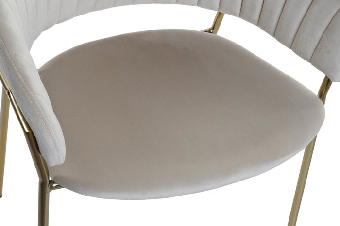 DKD Home Decor Silla de Terciopelo Greige y Dorado