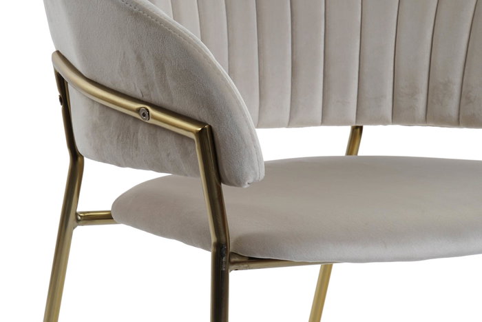 DKD Home Decor Silla de Terciopelo Greige y Dorado