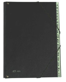 Clasificador Lomo Fuelle Pardo Pvc Fº 18 Dptos.Gomas Alfabetico Negro