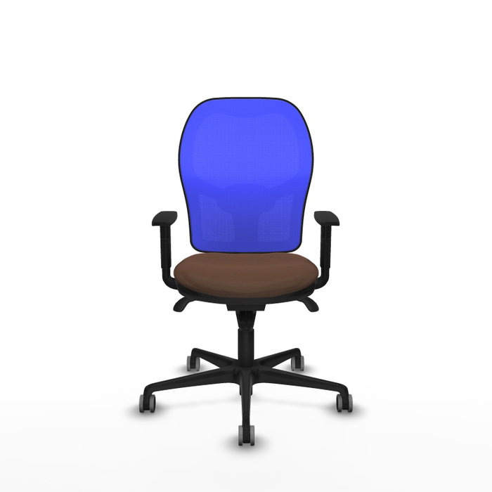 PIQUERAS Y CRESPO Silla de oficina Jorquera con mecanismo sincro, tela marrón y malla azul