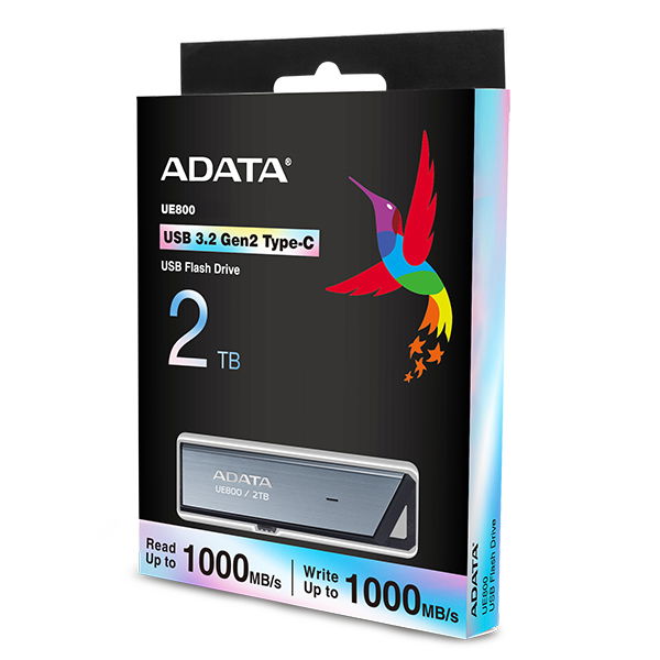 ADATA Unidad Flash USB UE800 2TB - USB-C 3.2 Gen 2, Hasta 1000 MB/s, Modelo AELI-UE800-2T-CSG, Lápiz USB, 2 TB