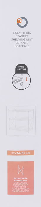 Confortime Estanteria 3 Niveles Metal 57 cm x 35 cm x 12 cm (2 Unidades)