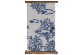 DKD Home Decor Guardallaves Mediterraneo Blanco Azul 7.5 x 28 x 18 cm