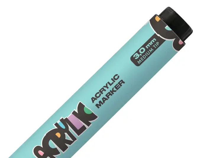 Liderpapel Rotulador Acrílico Base Agua para Todo Tipo de Superficie, Punta Redonda 3 mm, Verde Menta