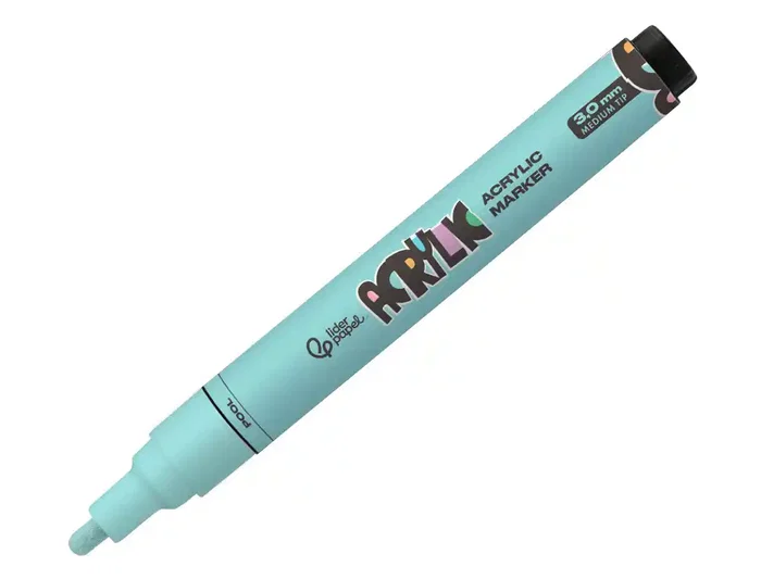 Liderpapel Rotulador Acrílico Base Agua para Todo Tipo de Superficie, Punta Redonda 3 mm, Verde Menta