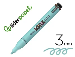 Liderpapel Rotulador Acrílico Base Agua para Todo Tipo de Superficie, Punta Redonda 3 mm, Verde Menta