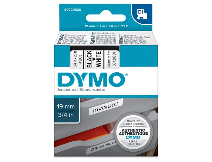 Dymo Cinta D1 Negro sobre Blanco 19mm x 7m Dymo Cinta D1 Negro sobre Blanco 19mm x 7m