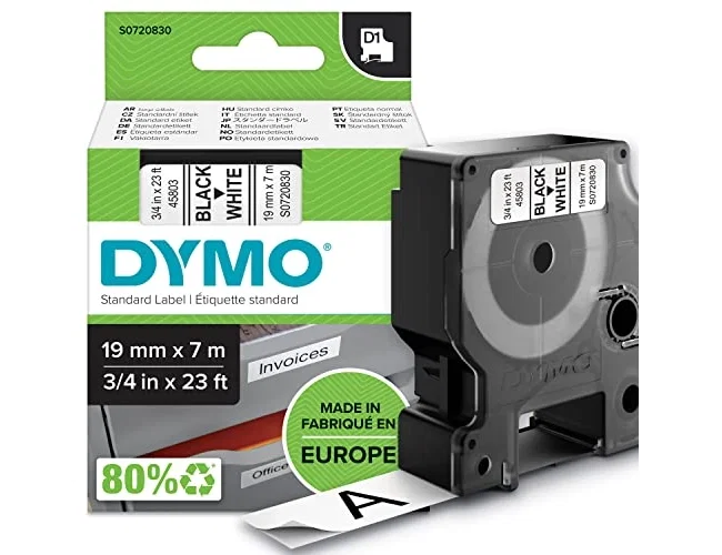 Dymo Cinta D1 Negro sobre Blanco 19mm x 7m Dymo Cinta D1 Negro sobre Blanco 19mm x 7m