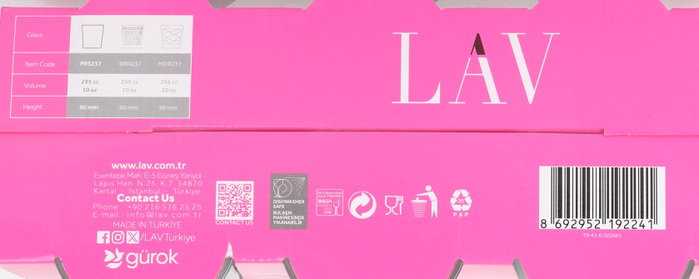 LAV Set de 6 Vasos PARIS 295cc