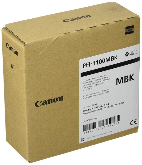 Canon PFI-1100MBK Cartucho de Tinta Negro Mate Canon PFI-1100MBK Cartucho de Tinta Negro Mate