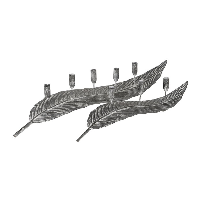 Candelabro Gris Metal Decoración 62 X 15 X 17 cm