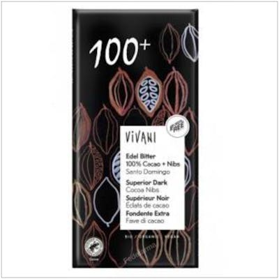 VIVANI Chocolate Negro Superior 100% Nibs Cacao 80G Vegano BIO Plastic Free Rainforest VIVANI Chocolate Negro Superior 100% Nibs Cacao 80G Vegano BIO Plastic Free Rainforest