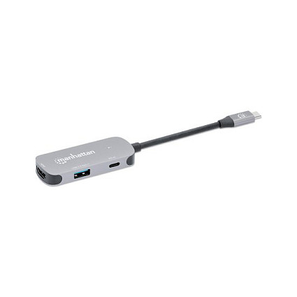 MANHATTAN Docking Converter USB-C a HDMI 3-en-1 con PD 100W Aluminio MANHATTAN Docking Converter USB-C a HDMI 3-en-1 con PD 100W Aluminio