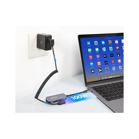 MANHATTAN Docking Converter USB-C a HDMI 3-en-1 con PD 100W Aluminio MANHATTAN Docking Converter USB-C a HDMI 3-en-1 con PD 100W Aluminio