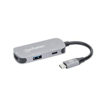 MANHATTAN Docking Converter USB-C a HDMI 3-en-1 con PD 100W Aluminio MANHATTAN Docking Converter USB-C a HDMI 3-en-1 con PD 100W Aluminio