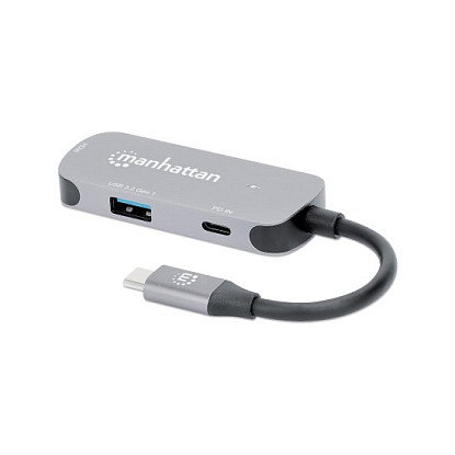 MANHATTAN Docking Converter USB-C a HDMI 3-en-1 con PD 100W Aluminio MANHATTAN Docking Converter USB-C a HDMI 3-en-1 con PD 100W Aluminio